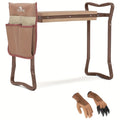Garden Kneeler and Folding Seat with EVA Foam Pad and Side Tool Pocket, Brown Two-Position Gardening Bench — image 1