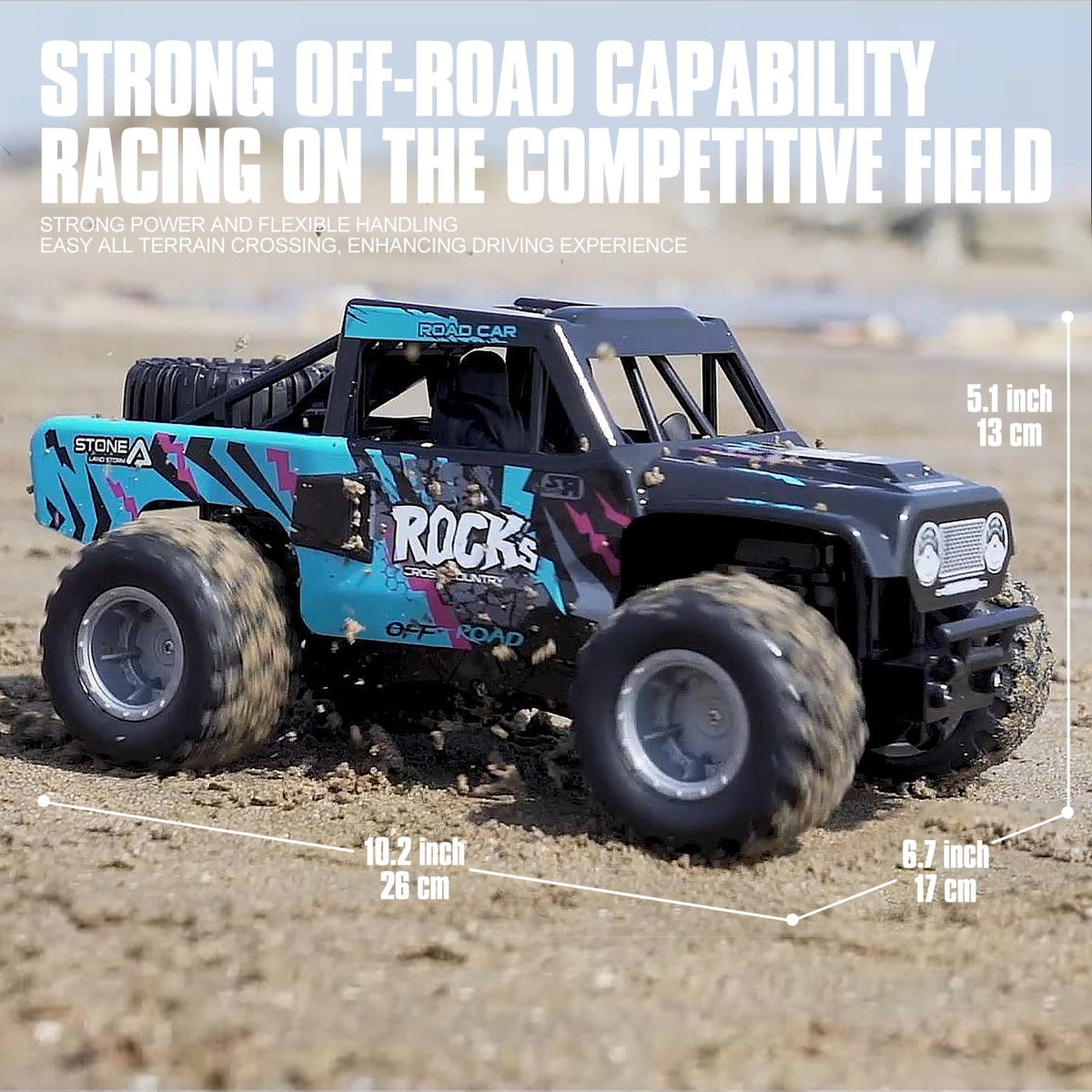 RC Monster Truck or Pickup 1:16 Scale in Five Body and Color Styles with 4WD Layout and Two Rechargeable Batteries — image 2