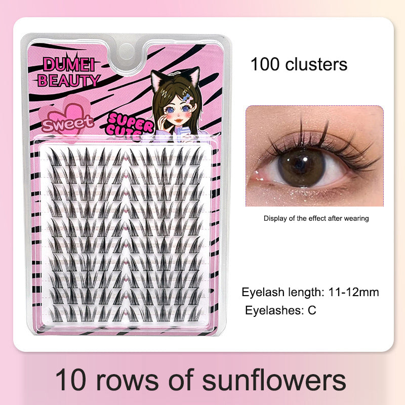 Large-capacity self-grafting eyelashes cartoon pure desire simulation natural single cluster butterfly girl 10 rows of sunflower - V.I.P Digital Presence