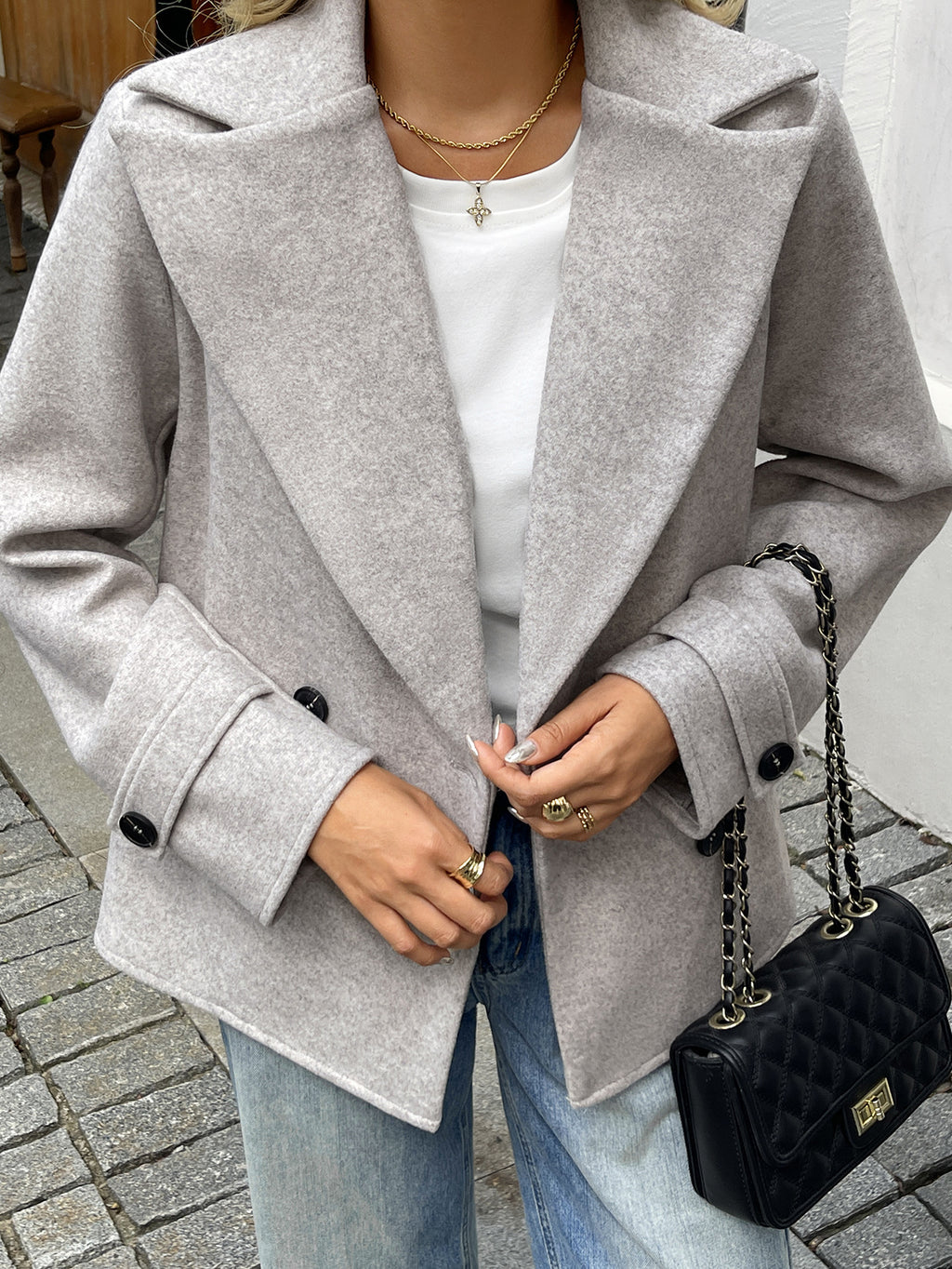Fashion Long Sleeve Button Jacket Coat For Women