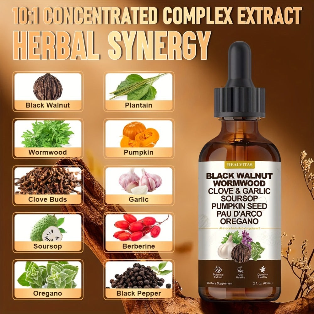Black Walnut Wormwood Tincture with Oregano, Garlic & Berberine, Herbal Gut Cleanse Drops, Digestive Health — image 4