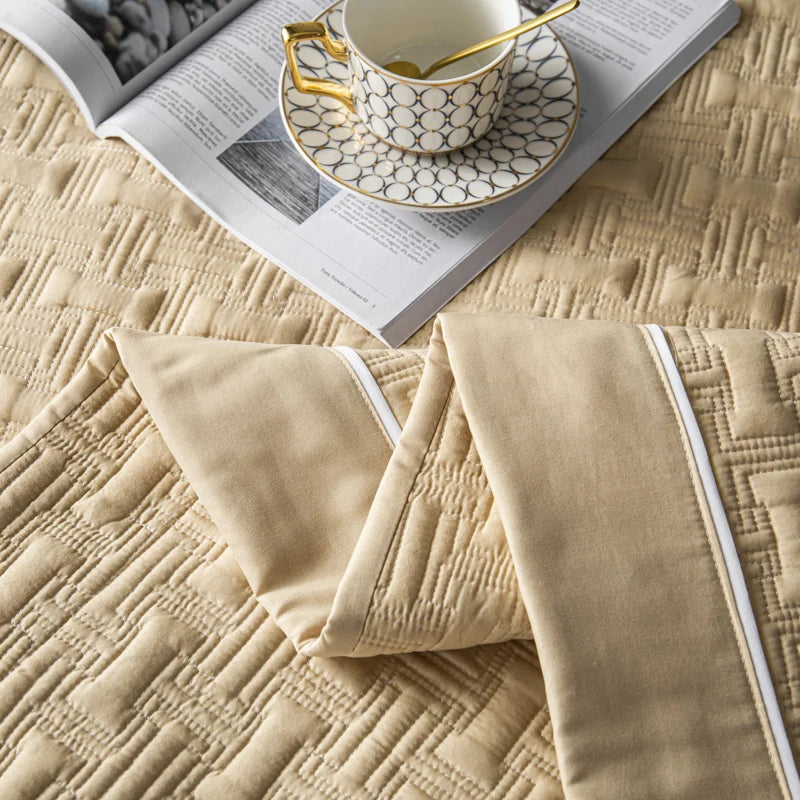 Quilted Padded Continental Bed Cover Three Piece Set