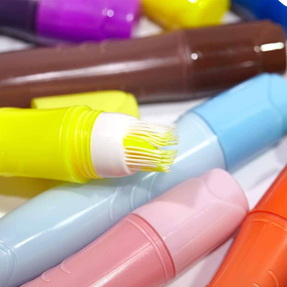 12-Color Neon Squeezable Tempera Paint Brush Pen Set with 24 ml Source Fill Labels and Tray — image 4