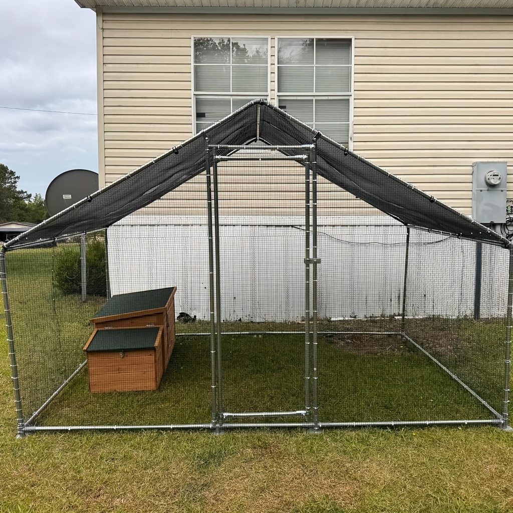 Walk-In Metal Poultry Enclosure in Six Size Options with Mesh Walls, Door and Partial Roof Cover — image 21