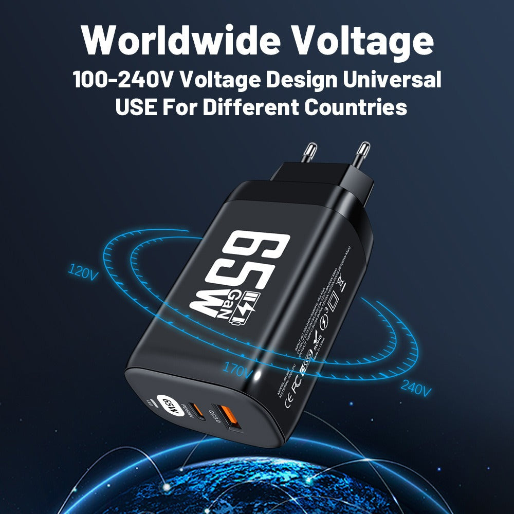 Computer laptop adapter GaN GaN PD65W fast charging head QC3.0 charger