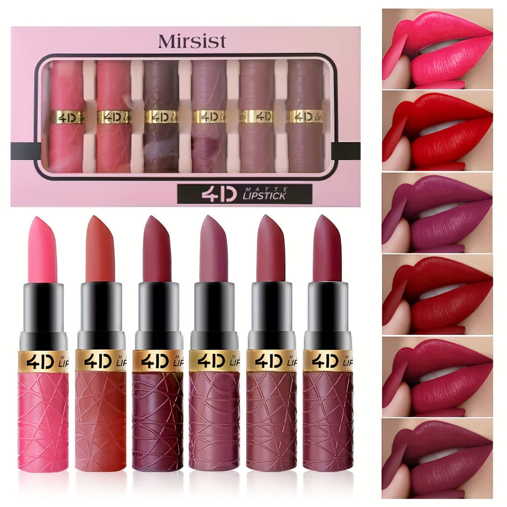 Lip Gloss Set by Mirsist with 6 Matte Lip Colors, Coordinated Nude and Red Tones and Display Case — image 6