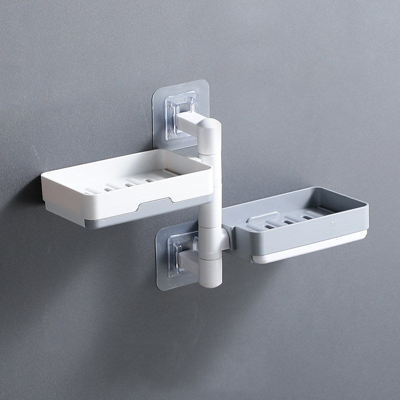 Wall-mounted non-perforated rotatable soap dish