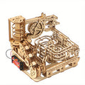 Wooden Marble Track Model Kit with Dual-Linkage A or B Builds, Laser-Cut Panels, Gears and Ball Rails — image 1