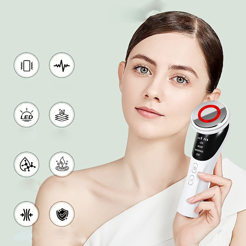 Cold Photon LED Beauty Massager 4-in-1 for Face Neck Eye, USB Rechargeable Skin Care Device Puffiness Reducer Gift for Women 
