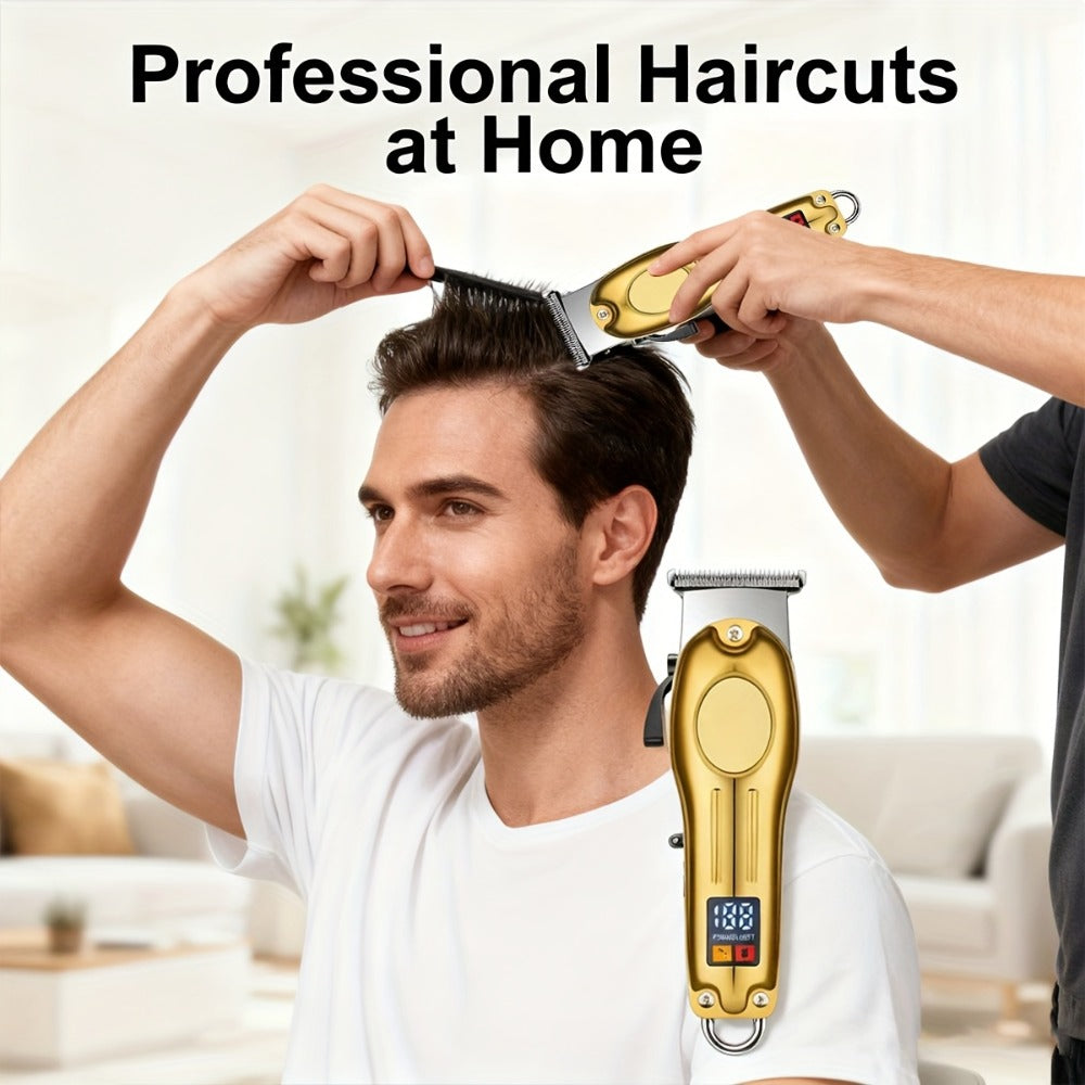 Cordless Hair Clipper Set for Men & Women – Professional Wireless Barber Clippers with T-Blade Trimmer, LED Screen, Adjustabl
