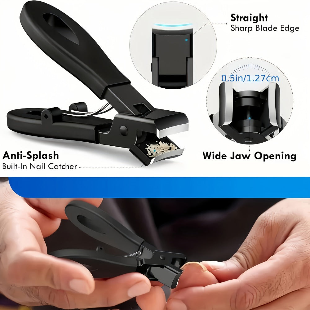 Wide-Jaw Nail Clipper Set, Five-Piece Black-Handle Kit with Straight, Concave and 45-Degree Slanted Tools — image 5