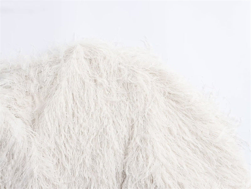 Metallic Color Fringe Trim Jacket Coat For Women