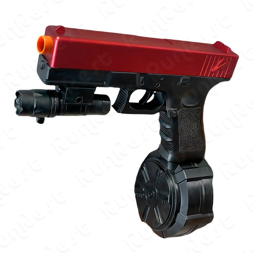 Red-and-Black Electric Gel Blaster Set with Three Magazine Styles, Flashlight, Goggles and Charging Cable — image 7