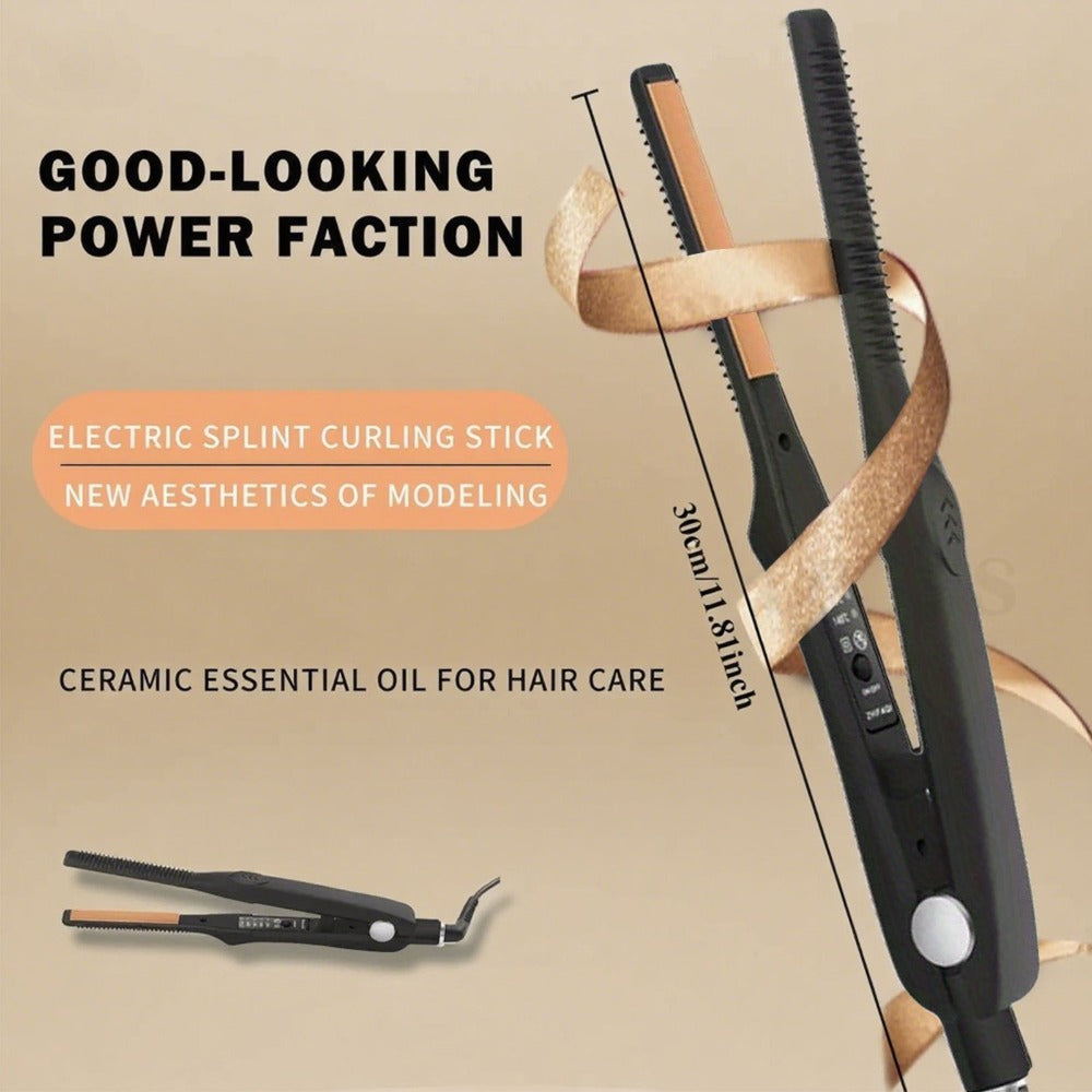 2-in-1 Ceramic Flat Iron Hair Straightener Curling Iron Adjustable Temperature Portable Mini, for Home, Travel and Salon Hair