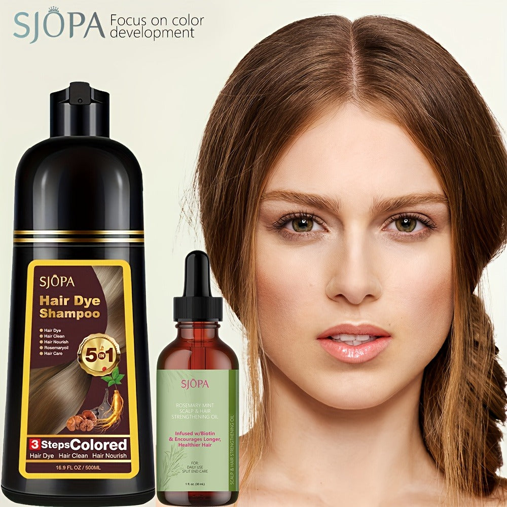 Natural Hair Dye Shampoo Kit 3-in-1 with Rosemary Oil & Squalane, Plant-Based Gray Hair Coverage — image 8