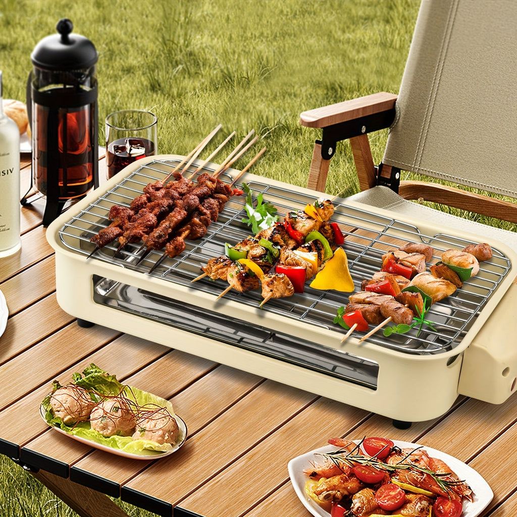 Indoor Electric Smokeless Grill 1700W with Raclette Pans, Non-Stick Plate, Portable Tabletop BBQ Griddle for Couples — image 