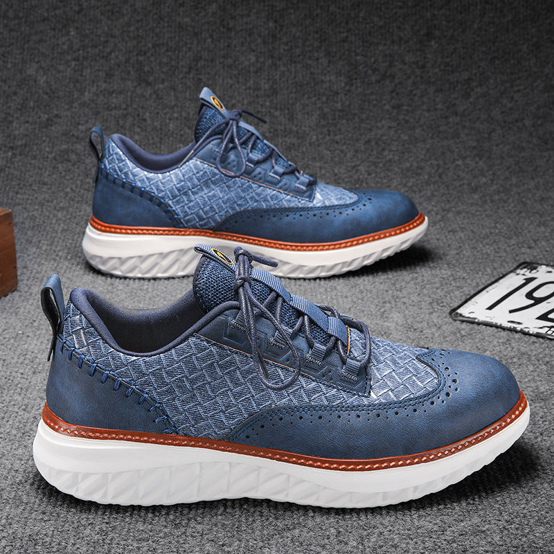 Breathable Woven-Texture Mens Sneakers