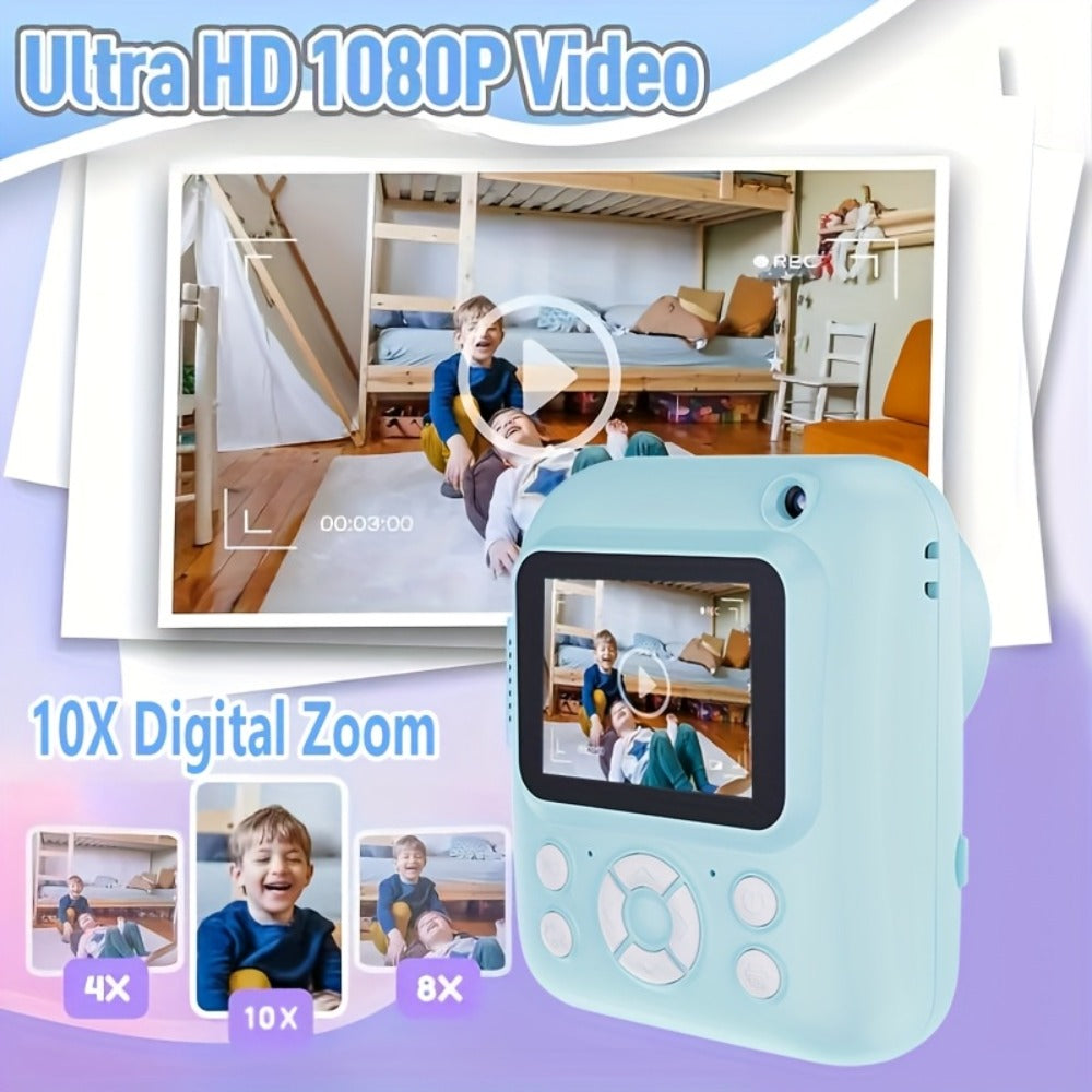 Kids Instant Print Camera 3-in-1 with MP3 & Games, 10x Zoom, 2.4" HD Screen, 32GB Card, Prints Photos in 1 Second — image 9