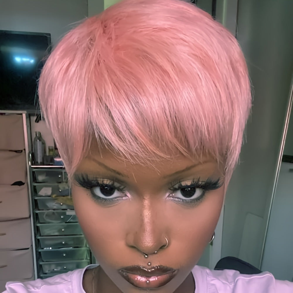 Synthetic Wig 4-Inch Layered Pixie Cut with Bangs in Six Color-Code Options for Cosplay with Model-Specific Color, Length and