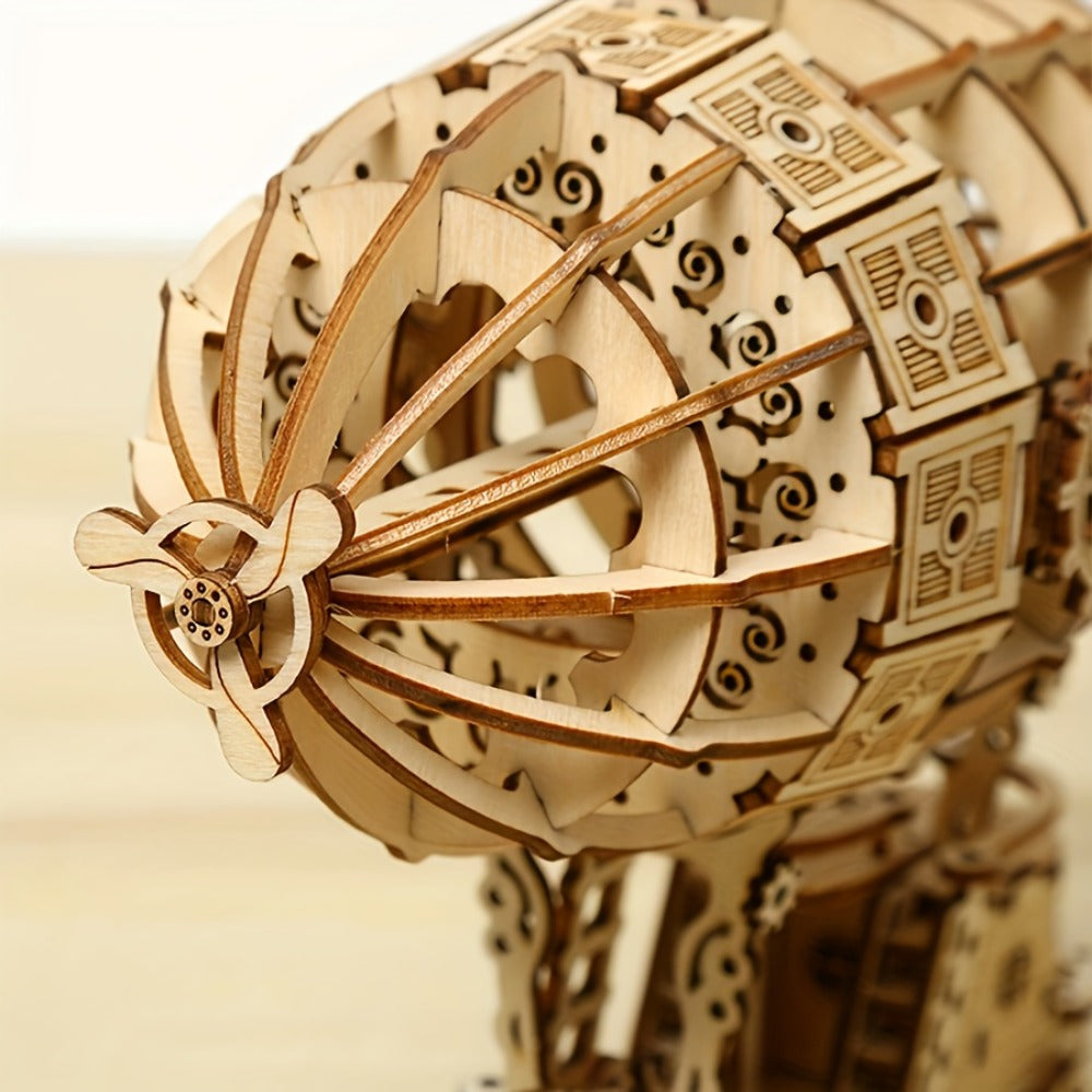 Steampunk Wooden Airship Model Kit with 160 Pieces and Pictured 18.5 x 12.8 x 16.5 cm Assembled Size — image 2