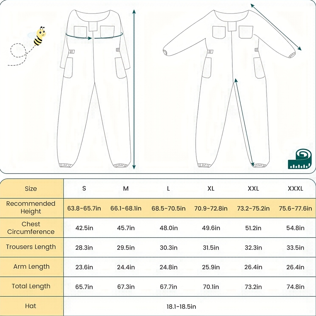 Beekeeping Suit Triple Layer Sting-Resistant Gloves 2 Veils S-3XL for Garden, Patio and Yard Use — image 10