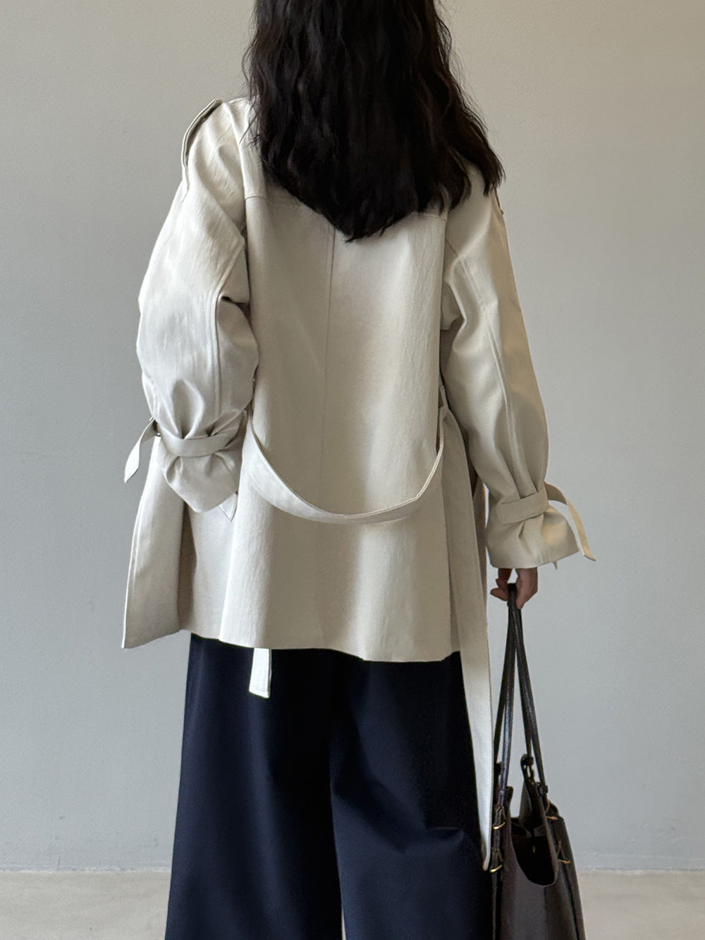 Stand Collar Trench Coat For Women Loose Casual Jacket