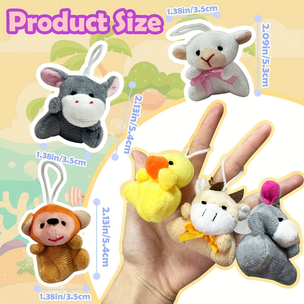 Mini Animal Plush Keychain 24 Pack Bulk, Small Stuffed Animals Assorted Random Colors, Party Favors for Kids — image 2