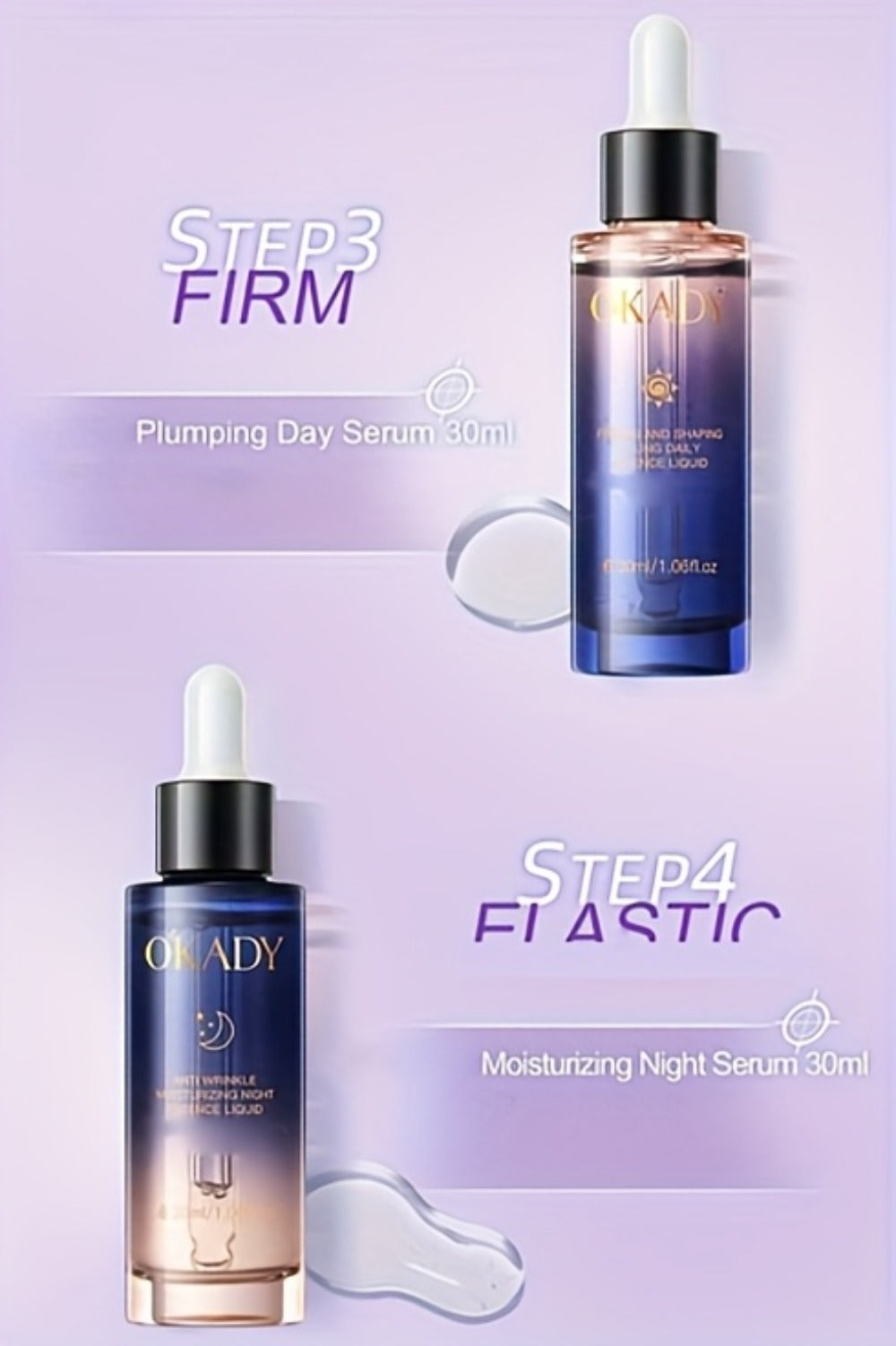 Skincare Set with OKADY Label, 8 Collagen and Hyaluronic Acid Product Items in Blue Gold Gift Box — image 11