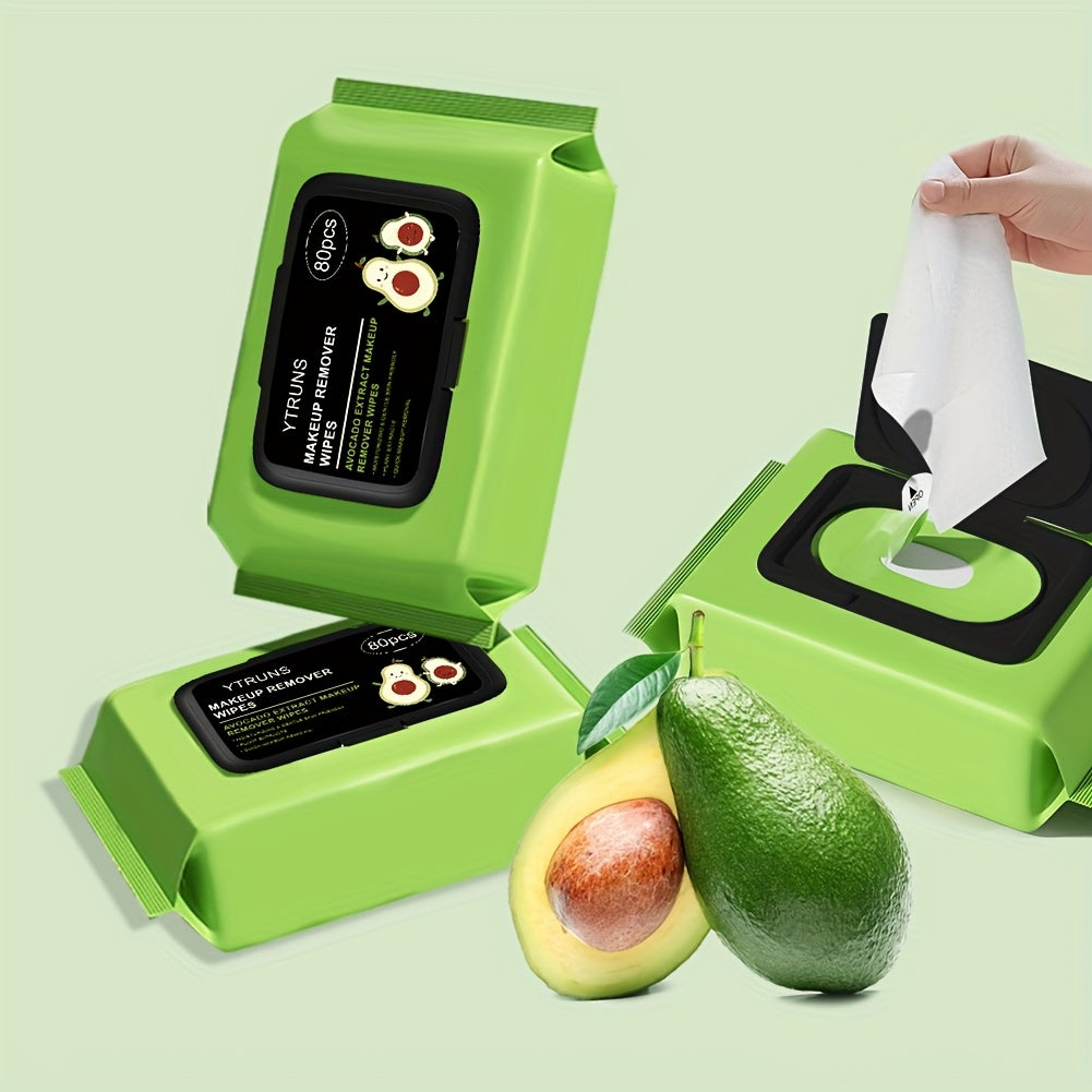Makeup Remover Wipes Avocado Squalane Deep Cleansing Disposable Face Wipes 80 Sheets Pack for Bath Time, Home Spa and Persona