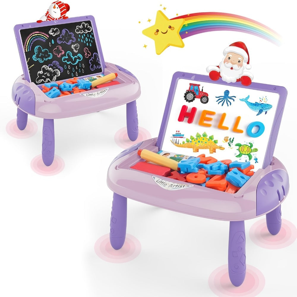Double-Sided Kids Drawing Easel with Foldable Tabletop Stand, Chalkboard, Whiteboard and Six Color Options — image 8