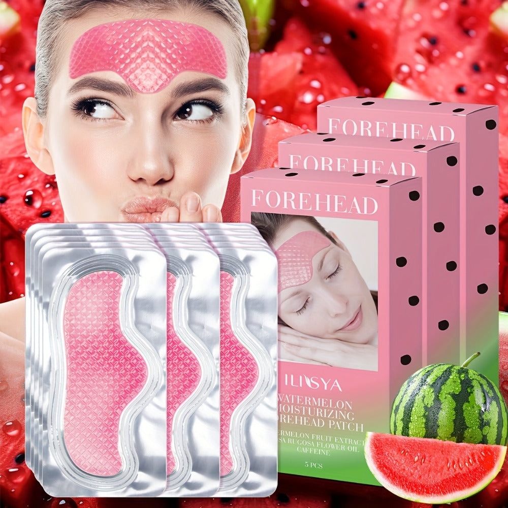Watermelon Forehead Patches 15pcs Caffeine Collagen Niacinamide Ultra Hydrating Moisturizing Brightening De-Puffing Daily Fac