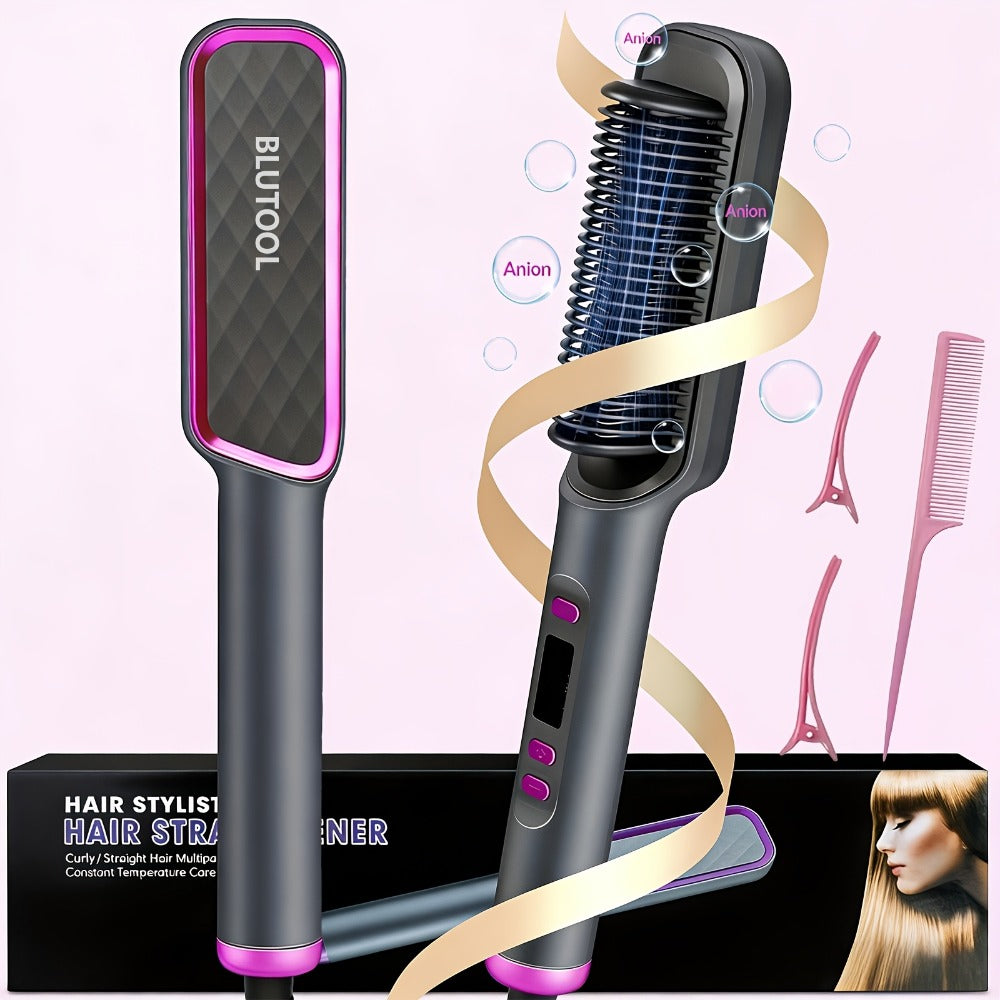 Heated Straightening Brush with Display in White, Grey, Champagne or Purple and Accessory Set — image 5