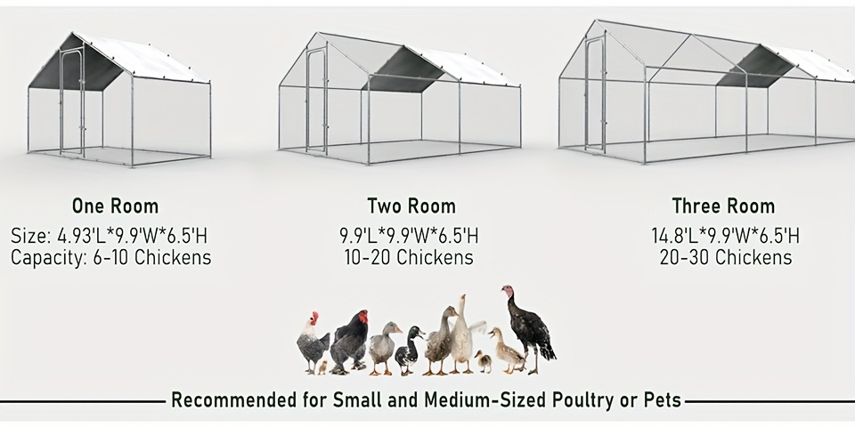 Chicken Run, Metal Outdoor Poultry Cage Large Walk-in Enclosure for Chickens Ducks Rabbits for Garden, Patio and Yard Use — i