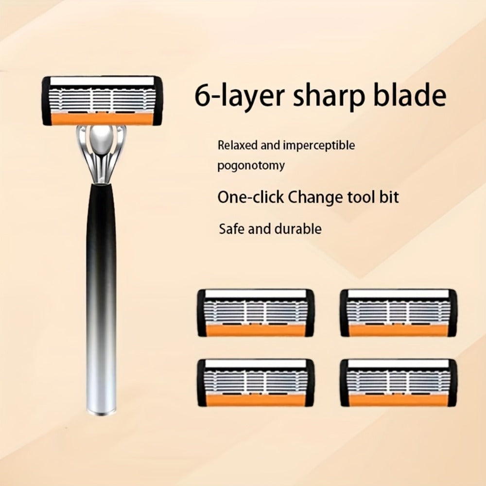Safety Razor Set for Men 2 Anti-Slip Handles & 24 Ultra-Sharp Replaceable Stainless Steel Blades – Smooth Painless Close Shav