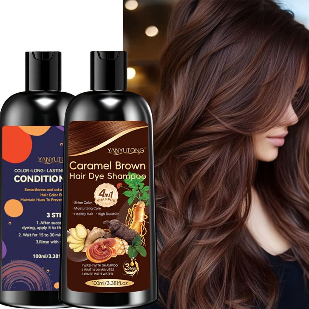 Hair Color Shampoo, YANYUTONG 4-in-1 Color Shampoo and Conditioner Pair in Three Color Options — image 1