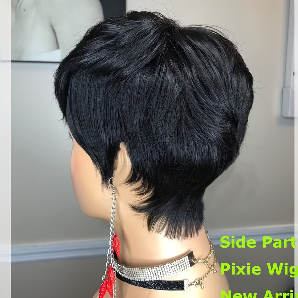Synthetic Wig 4-Inch Layered Pixie with Bangs, Black-Blonde Look and Rose Net Cap for Daily Style — image 16