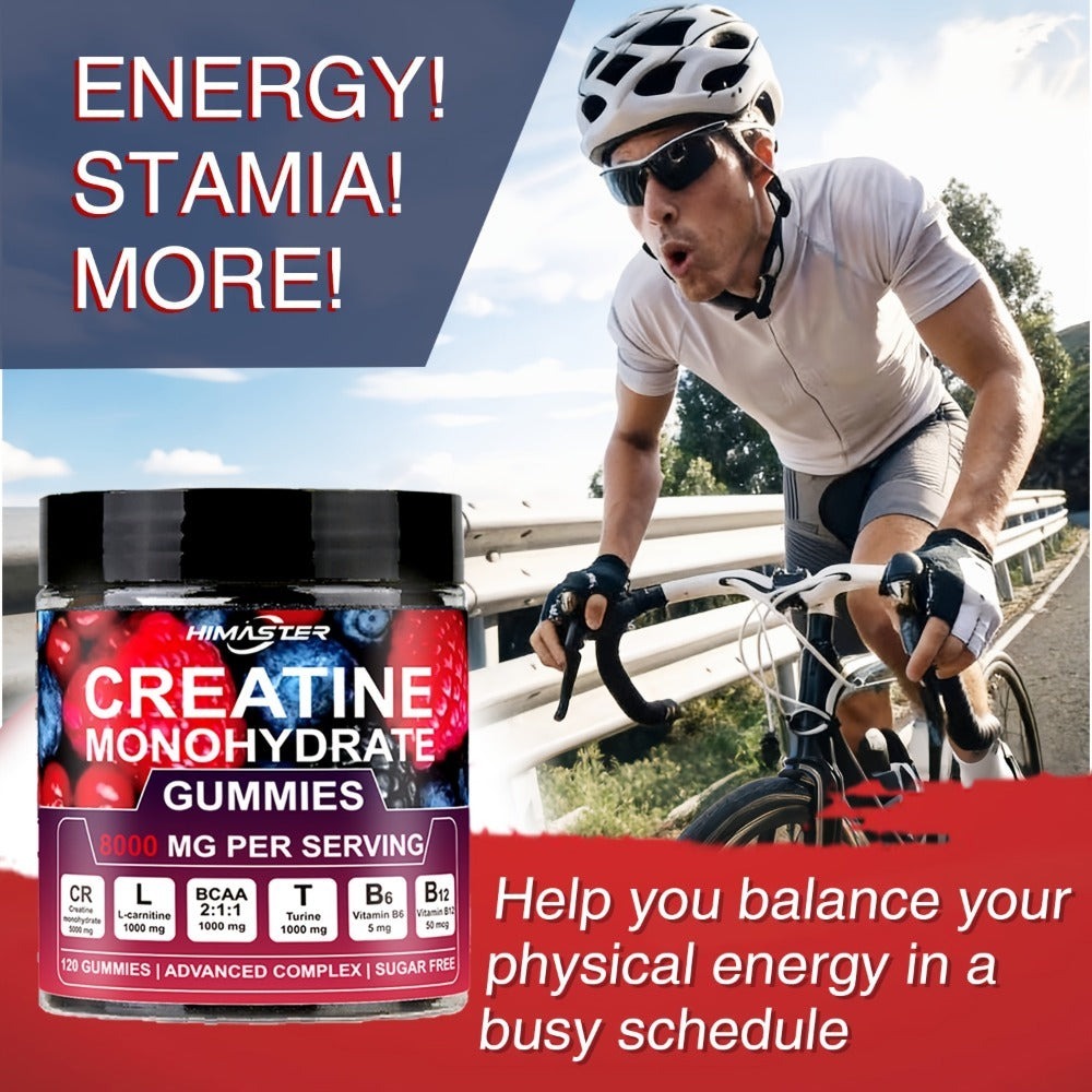 Creatine Monohydrate Gummies 8000mg Blueberry Flavor, with L-Taurine, BCAA, Vitamin B6 & B12 — image 3