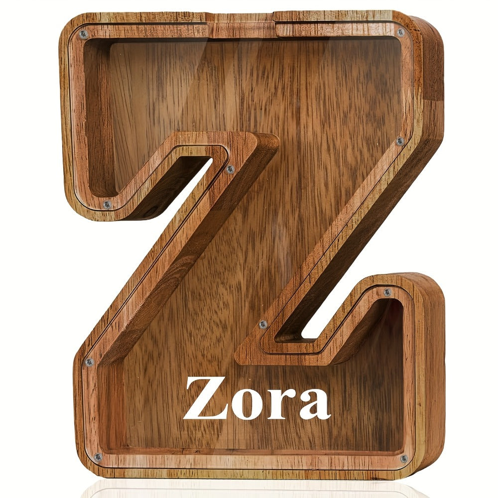 Personalized Wooden Piggy Bank for Kids – A-Z Alphabet Letter Initial Coin & Bill Savings Bank for Boys & Girls — image 32