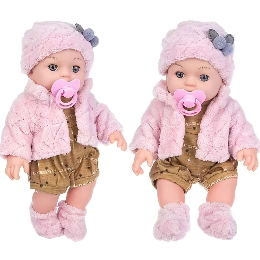 Reborn Doll, 12-Inch Mini Figure with Pink Hat, Socks, Clothing and Optional Pacifier Sets — image 8