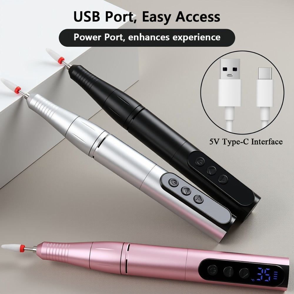 Electric Nail Drill 35000 RPM USB Rechargeable Pen with Digital Display and Three Color Options — image 12