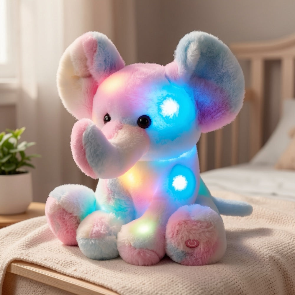 Plush Toy Rainbow Elephant 12-Inch Light-Up Design with Optional Music for Colorful Room Display — image 7