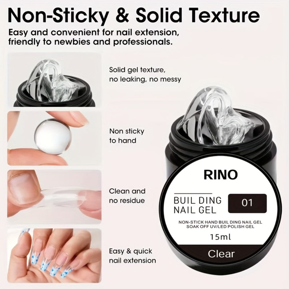 RINO 3D Nail Sculpture Kit 5pcs – Solid Builder Gel with Rhinestone Gel Molding Gel Flower Molds & Sculpting Brush — image 8