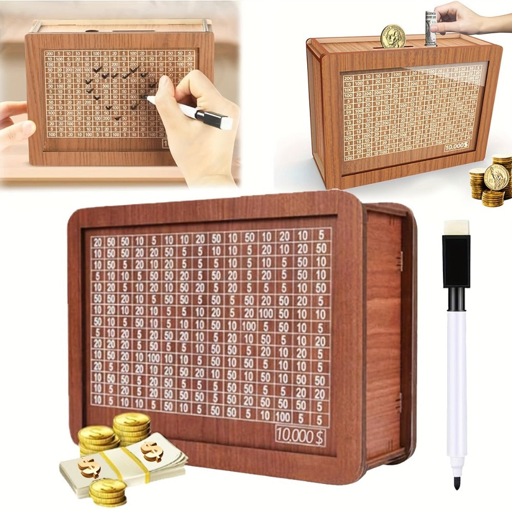 Wooden Savings Bank with Digital Counter 2-Pack, 7.87x5.7" Adult Coin Bank Holds $10, 000, Savings Goal Tracker Box — image 5