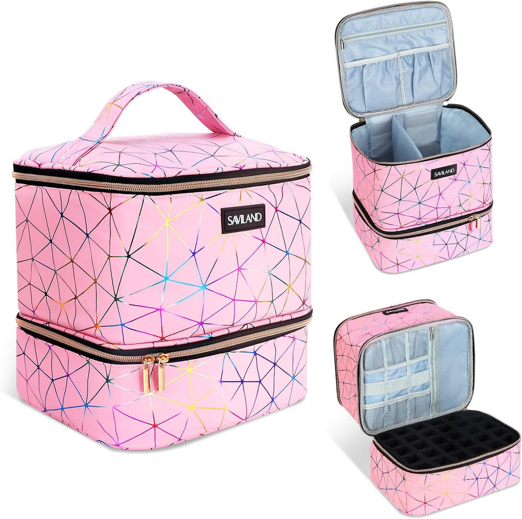 Travel Cosmetic Bag Nail Polish Portable Bag Double Layer Cosmetic Bag