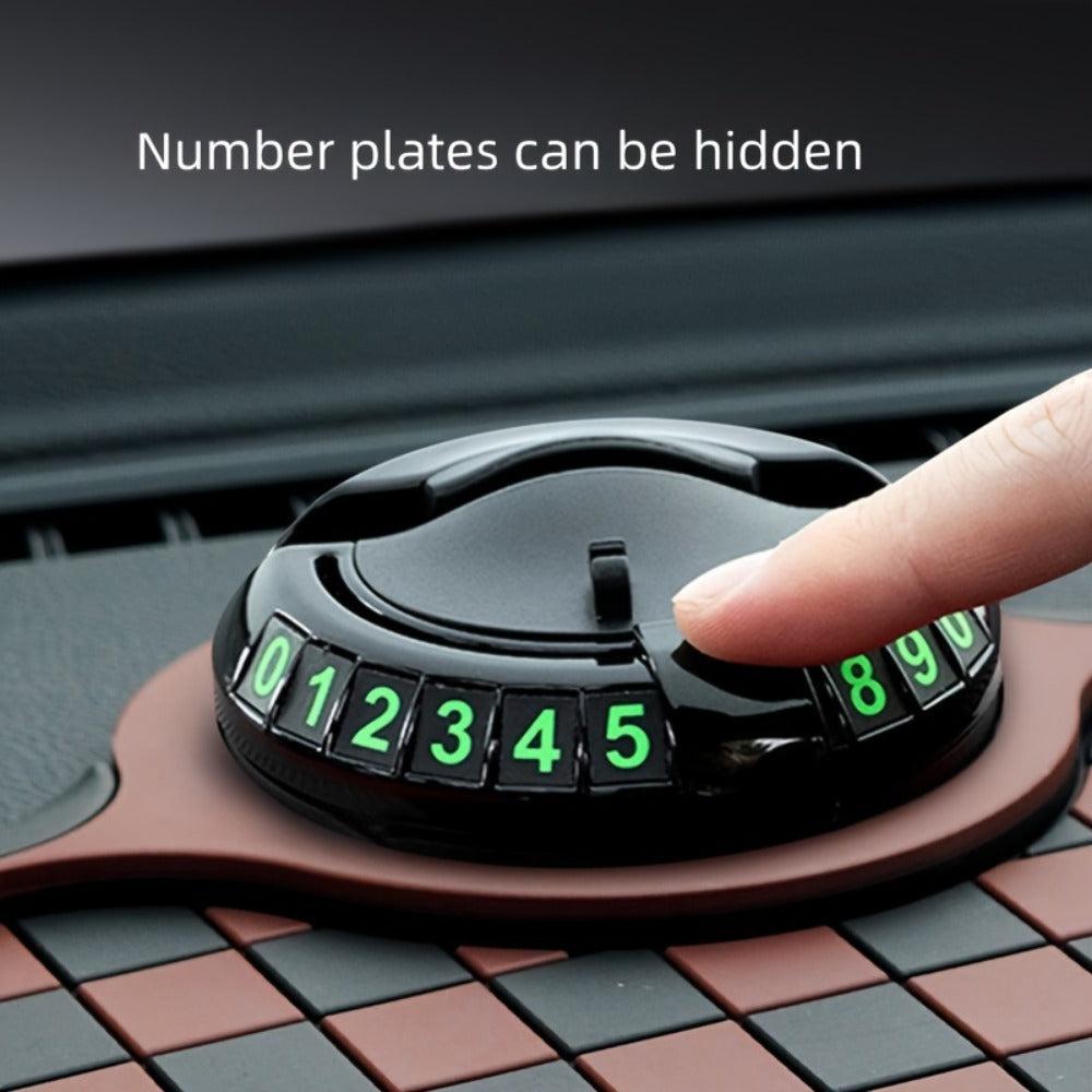 Car Dashboard Anti-Slip Pad with Phone Holder & Digital Number Plate Stickers – Multifunctional Non-Slip Dashboard Storage Ma