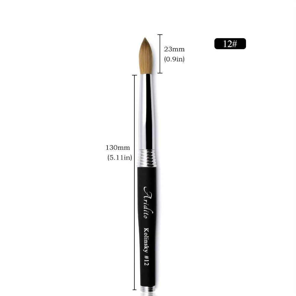 100% Pure Kolinsky Round Head Acrylic Nail Art Brush Black Metal Handle Size 12 14 16 18 – Professional Nail Extension & Acry