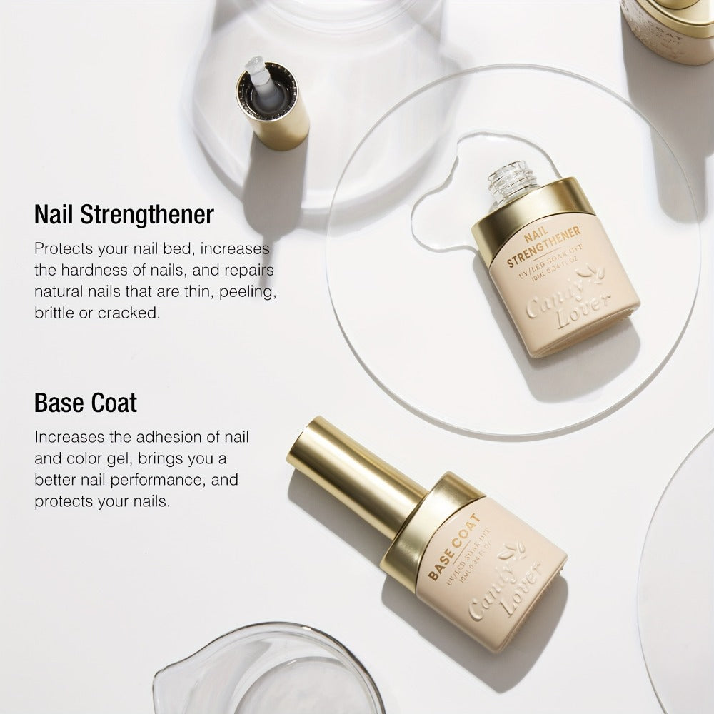 Gel Nail Polish 4-Piece Base and Top Coat Set with Glossy, Matte, Base and Strengthener Gels for UV/LED Soak-Off Use — image 