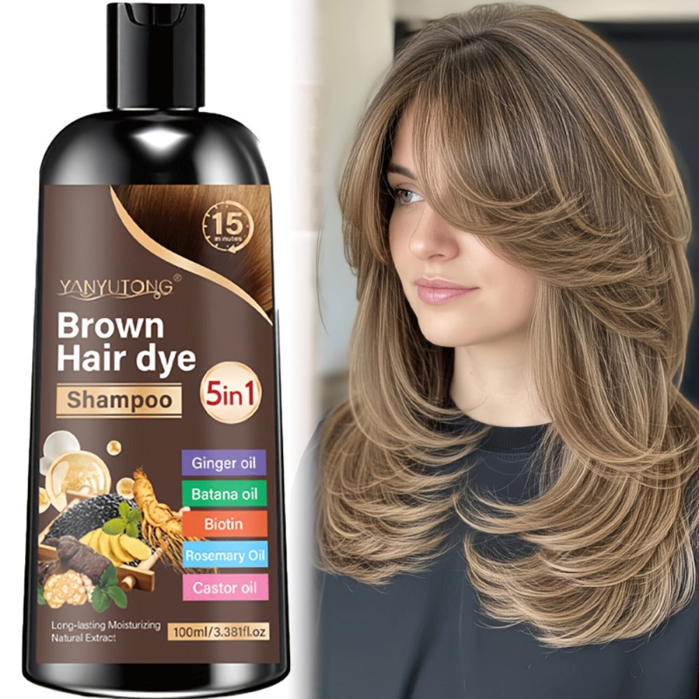 Hair Dye Shampoo, YANYUTONG 100ml 5-in-1 Bottle in Black, Brown or Chestnut Brown Options for Home Use — image 5