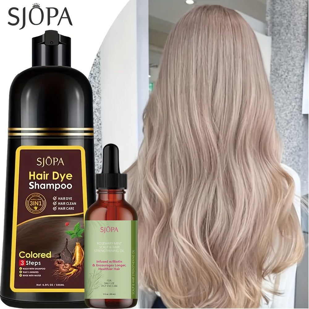 Hair Dye Shampoo, SJOPA 500ml Bottle and Rosemary Hair Oil Set with Seven Color Options for At-Home Color Selection — image 8