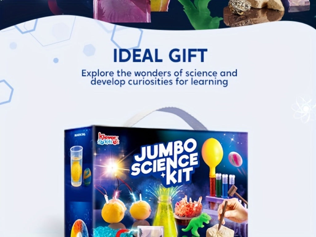 Jumbo Science Kit for Kids 130+ Experiments, STEM Chemistry Set with Crystal Growing Glowing Bulb Fossil Dig Soap Making — im